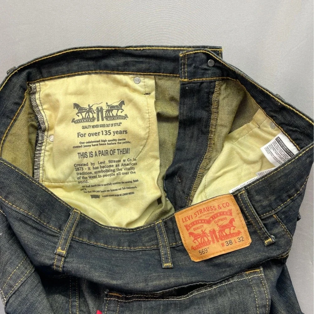Levi's 569 Loose Straight Leg Jeans‎ Mens 38x29 Dark Wash Indigo Denim